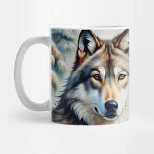 Funny White Wolf Hunting Ground, Winter Mountain Icy Moon, Snowy Forest, Galaxy Beautiful biker gifts Mug